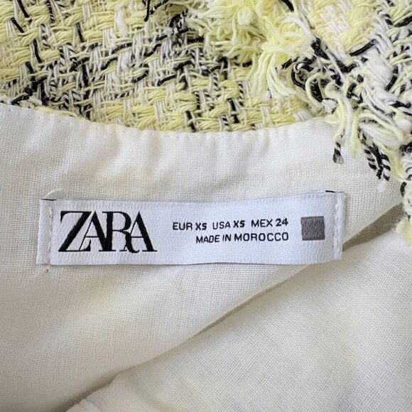 Zara SET Textured Tweed Plaid Crop Top + Skirt Yellow Black Size XS - Picture 14 of 15